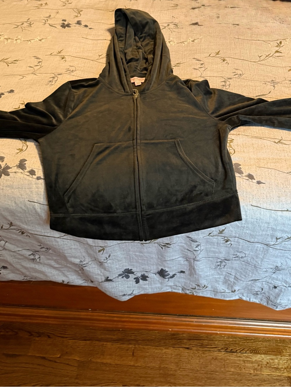 Juicy Couture Black Velour Zip-Up Hoodie